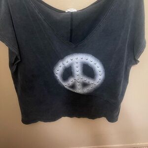 Women's Black Peace Sign Top